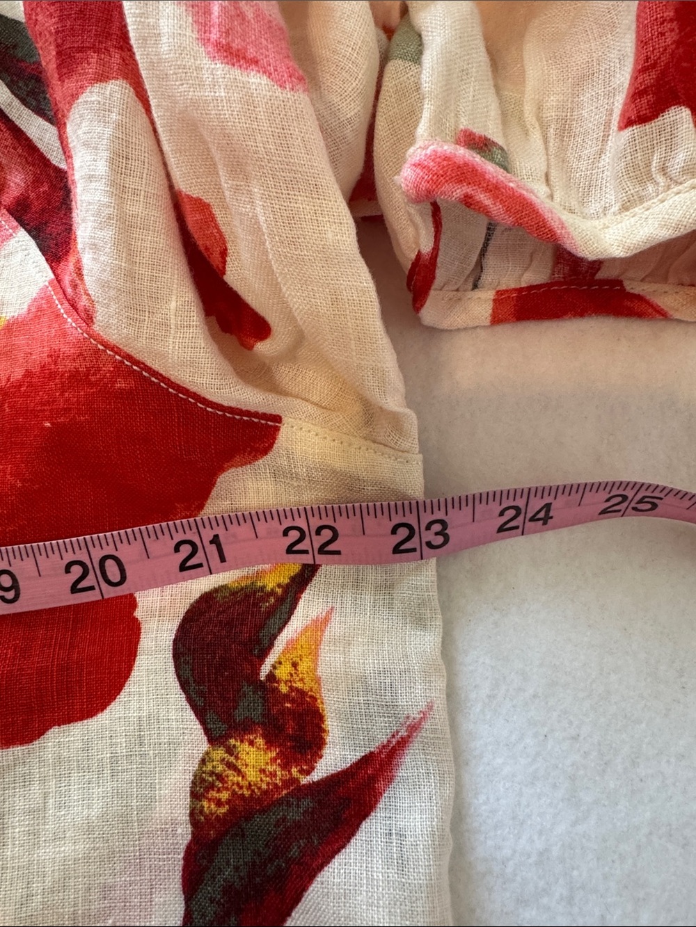 Joie 100% Linen Floral Blouse Button Front Lightweight Boho Top Sz Large - Picture 8 of 11